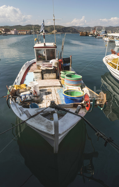 Halászat hajók Görögország nap fény víz Stock fotó © deyangeorgiev