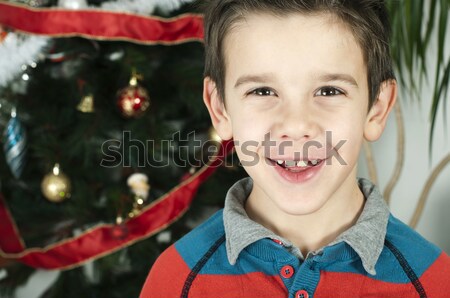 Unhappy little boy on christmass Stock photo © deyangeorgiev