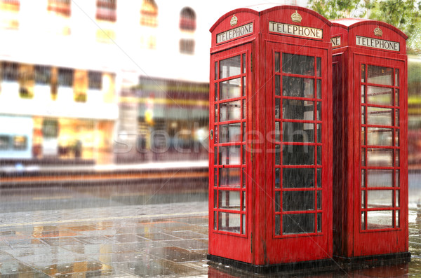 雨の 電話 ロンドン 赤 日 ヴィンテージ ストックフォト © deyangeorgiev