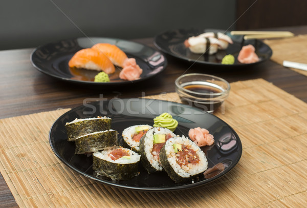 寿司 バー 表 レストラン 赤 黒 ストックフォト © deyangeorgiev