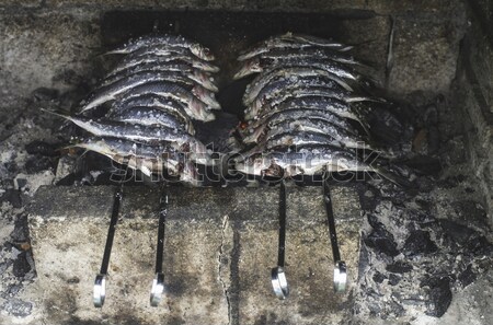 Hal BBQ kicsi nyárs fekete forró Stock fotó © deyangeorgiev