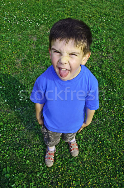Young boy tongue sticking Stock photo © deyangeorgiev