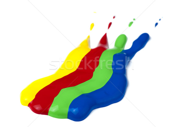 Stock photo: Paint coated on paper. Red, green, blue and yellow colors.