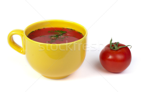 Tomatensuppe Tomaten weiß isoliert Blatt Gesundheit Stock foto © deyangeorgiev