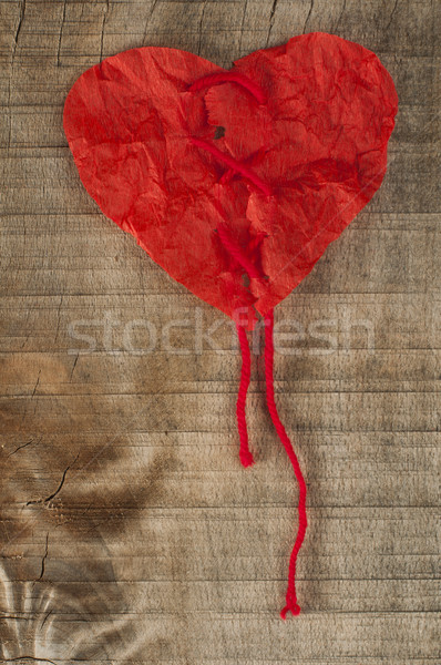 Heart made ​​of curled red paper Stock photo © deyangeorgiev