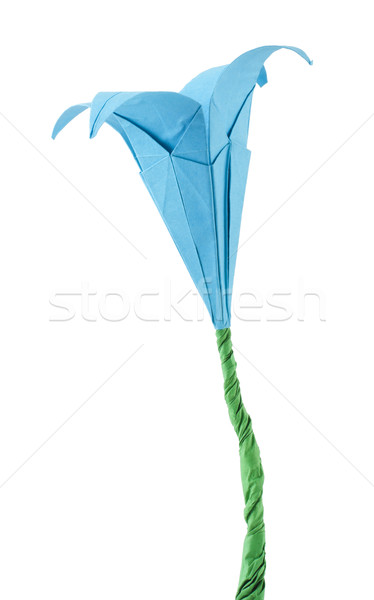 Origami fiore blu bianco isolato carta design Foto d'archivio © deyangeorgiev