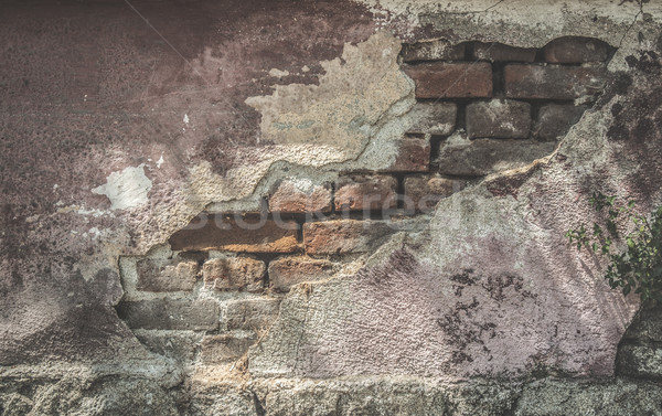 Broken plaster and brick wall Stock photo © deyangeorgiev