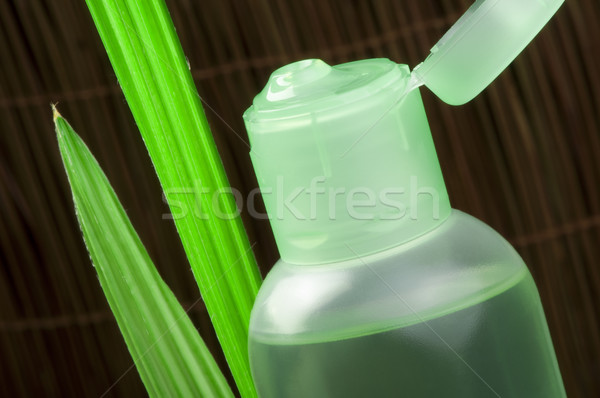 Vert cosmétiques bouteille feuille feuille verte Photo stock © deyangeorgiev