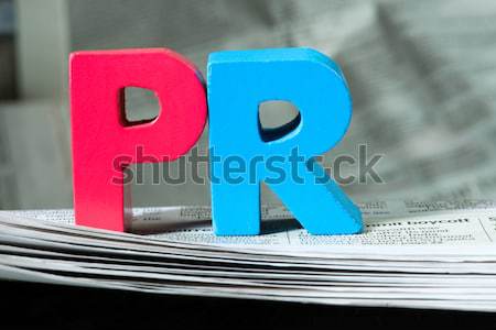 Wort pr Zeitung Holz Briefe rot Stock foto © deyangeorgiev