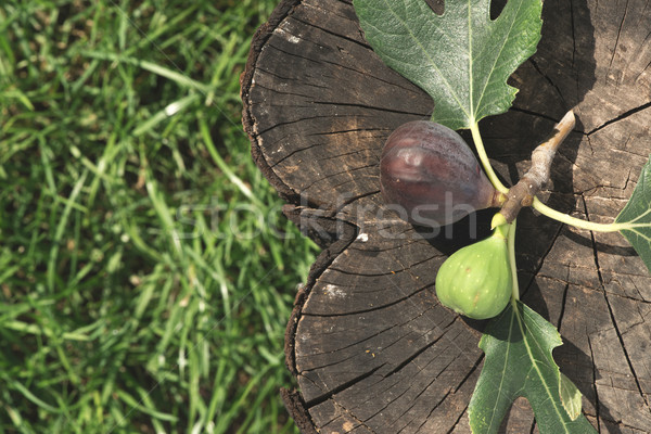 Figs and leaves on wood Stock photo © deyangeorgiev