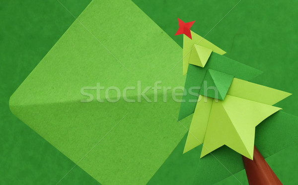 Stock fotó: Karácsonyfa · zöld · papír · origami · fa · természet