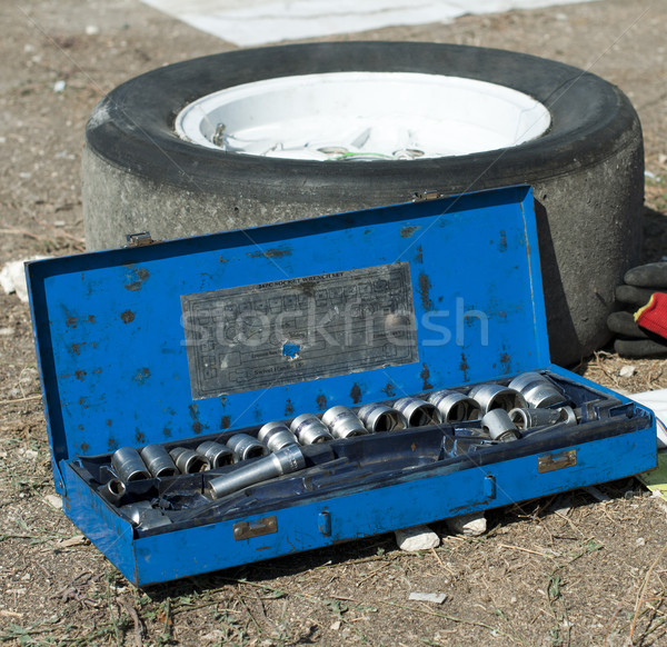 Car mechanic tools and tire Stock photo © deyangeorgiev