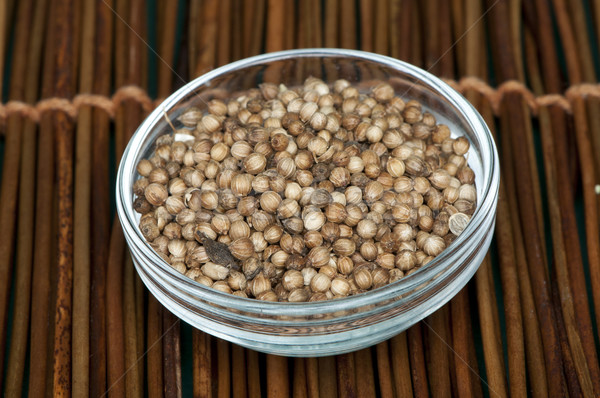 Stock photo: Dried coriander in a bowl