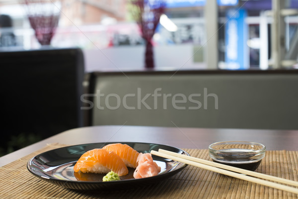 Sushi bar tabel restaurant Rood zwarte Stockfoto © deyangeorgiev