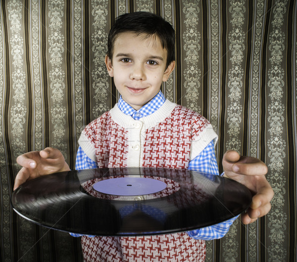 Gyermek tart lp zene lány terv Stock fotó © deyangeorgiev