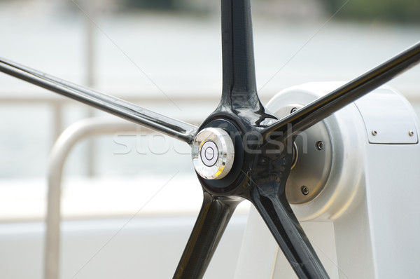 Yacht noir mer vent roue transport [[stock_photo]] © deyangeorgiev