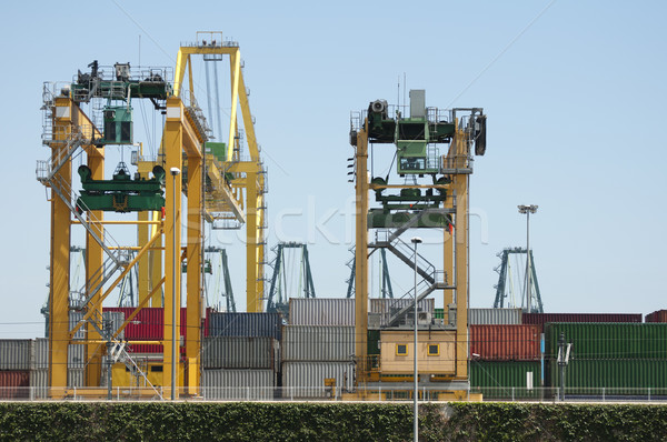 рабочих крана моста сумерки импортный экспорт Сток-фото © deyangeorgiev