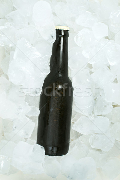 Bottle of beer and ice cubes Stock photo © deyangeorgiev