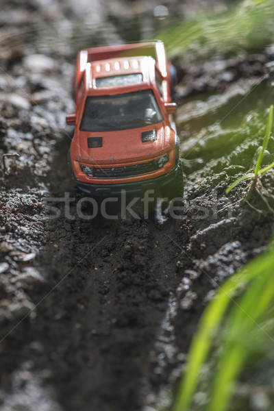 Mały czerwony drogowego samochodu zabawki Zdjęcia stock © deyangeorgiev