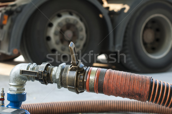 Truck Hoses for fuel station, pumps and oil barrels Stock photo © deyangeorgiev