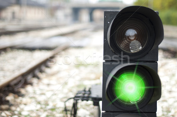 Semáforo rojo senal ferrocarril verde luz Foto stock © deyangeorgiev