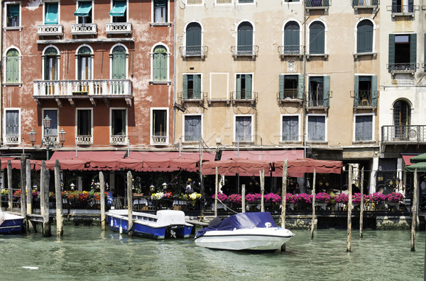 Ancient buildings and boats in the channel in Venice Stock photo © deyangeorgiev