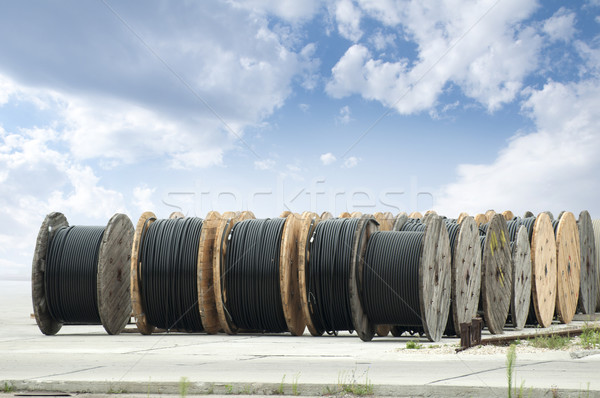 Large rolls of black cables Stock photo © deyangeorgiev