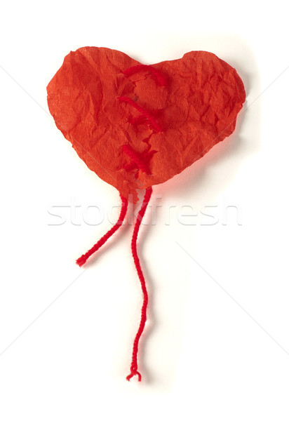 Kalp kıvırcık kırmızı kâğıt beyaz yalıtılmış Stok fotoğraf © deyangeorgiev