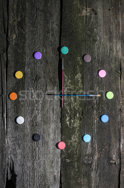 [[stock_photo]]: Couleur · pour · aquarelle · horloge · forme · école · design · peinture