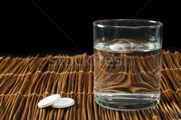 Stock foto: Wasser · Aspirin · Glas · Pillen · Gesundheit · Hintergrund