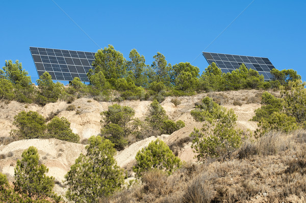 Pannelli solari montagna Hill cielo natura campo Foto d'archivio © deyangeorgiev