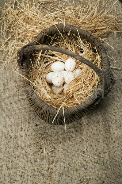 Orgánico blanco nacional huevos vintage cesta Foto stock © deyangeorgiev