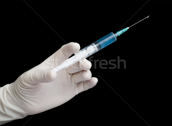 Mână medical seringă negru izolat Imagine de stoc © deyangeorgiev