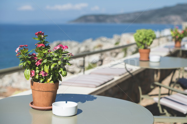 Yunan restoran tipik Yunanistan plaj ev Stok fotoğraf © deyangeorgiev