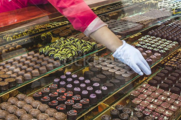 Chocolate candy in a store window Stock photo © deyangeorgiev