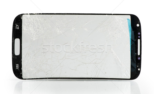 Brisé téléphone verre blanche isolé [[stock_photo]] © deyangeorgiev