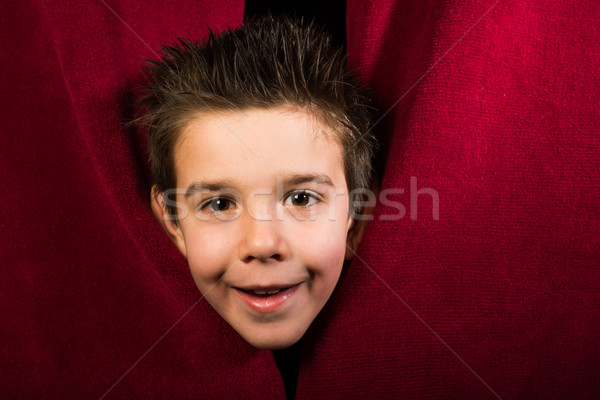 Dziecko kurtyny czerwony strony moda tle Zdjęcia stock © deyangeorgiev