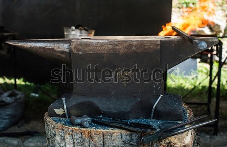 Stock photo: Vise and anvil in a forge shop