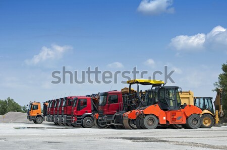 Trucks, rollers and machinery for asphalting Stock photo © deyangeorgiev