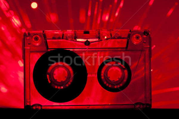 Stock photo: Transparent Cassette tape disco lights background
