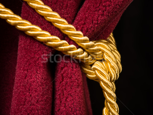 Red velvet curtain with tassel Stock photo © deyangeorgiev