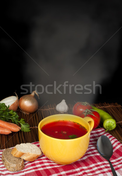 томатный суп томатный суп овощей вокруг чаши Сток-фото © deyangeorgiev
