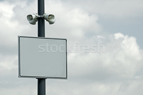 Stock photo: Speakers and plate