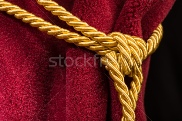Rood fluwelen gordijn knoop touw Stockfoto © deyangeorgiev