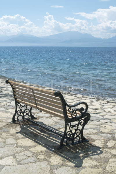 Foto stock: Banco · playa · cielo · azul · agua · paisaje · mar