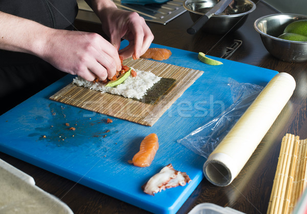 Sushi in sushi bar Stock photo © deyangeorgiev