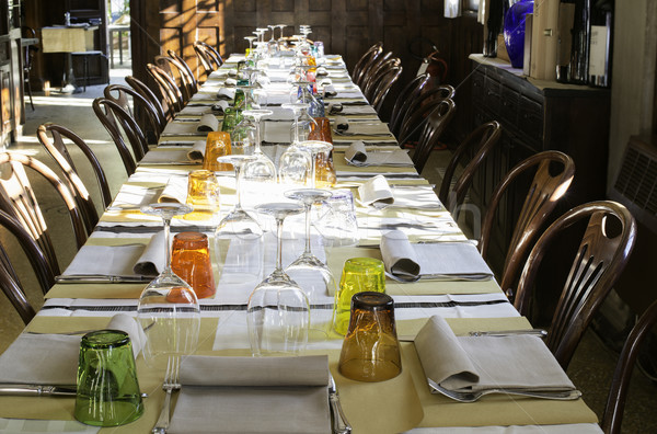 Asztal olasz étterem fából készült antik bútor épület Stock fotó © deyangeorgiev