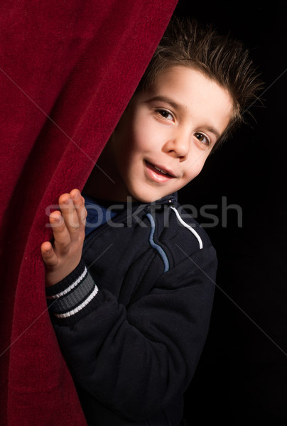 Kind gordijn Rood hand mode achtergrond Stockfoto © deyangeorgiev