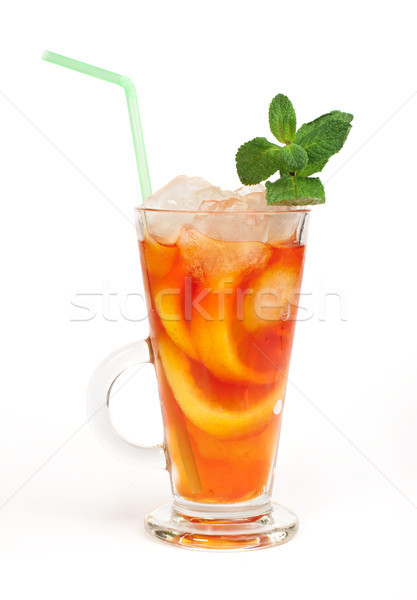 Ice tea alb izolat sticlă mentă Imagine de stoc © deyangeorgiev