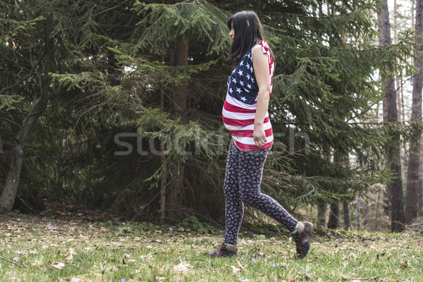 Wald Flagge Shirt Frauen Stock foto © deyangeorgiev